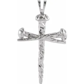 18K X1 White 26x18.2 mm Nail Design Cross Pendant