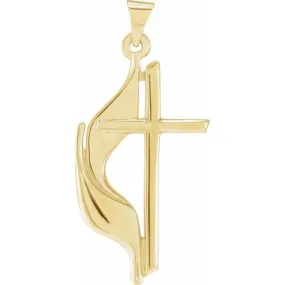 18K Yellow 30x17.5 mm Methodist Cross Pendant