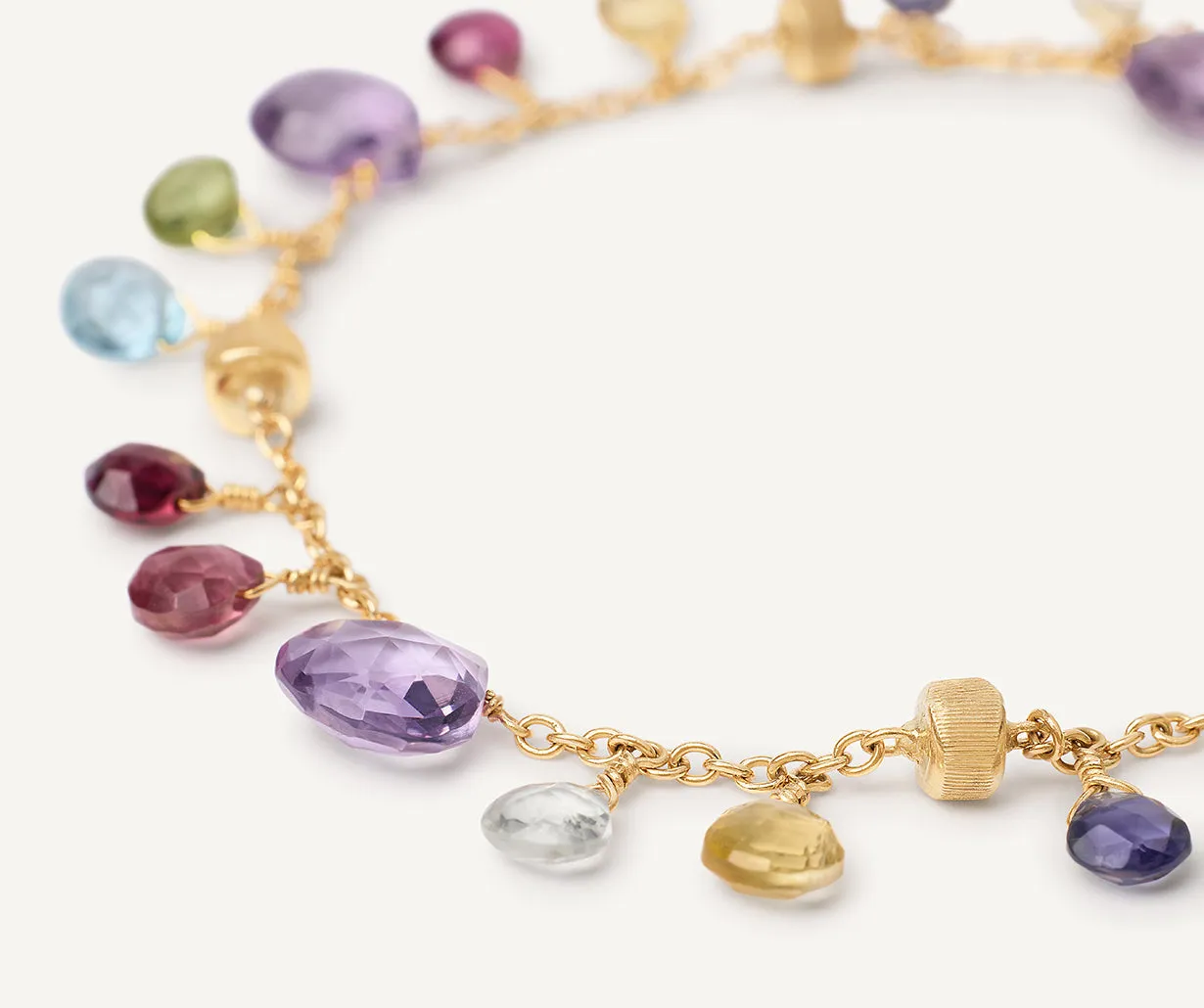 18K Yellow Gold Single-Strand Gemstone Bracelet, Amethyst Accents