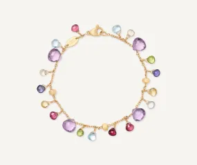 18K Yellow Gold Single-Strand Gemstone Bracelet, Amethyst Accents