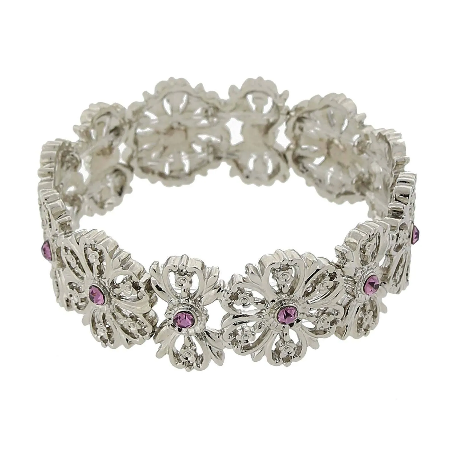 1928 Jewelry Purple Flower Stretch Bracelet