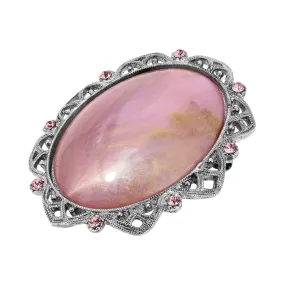 1928 Jewelry Roseate Paradise Light Rose Pink Crystal Oval Pink Stone Brooch