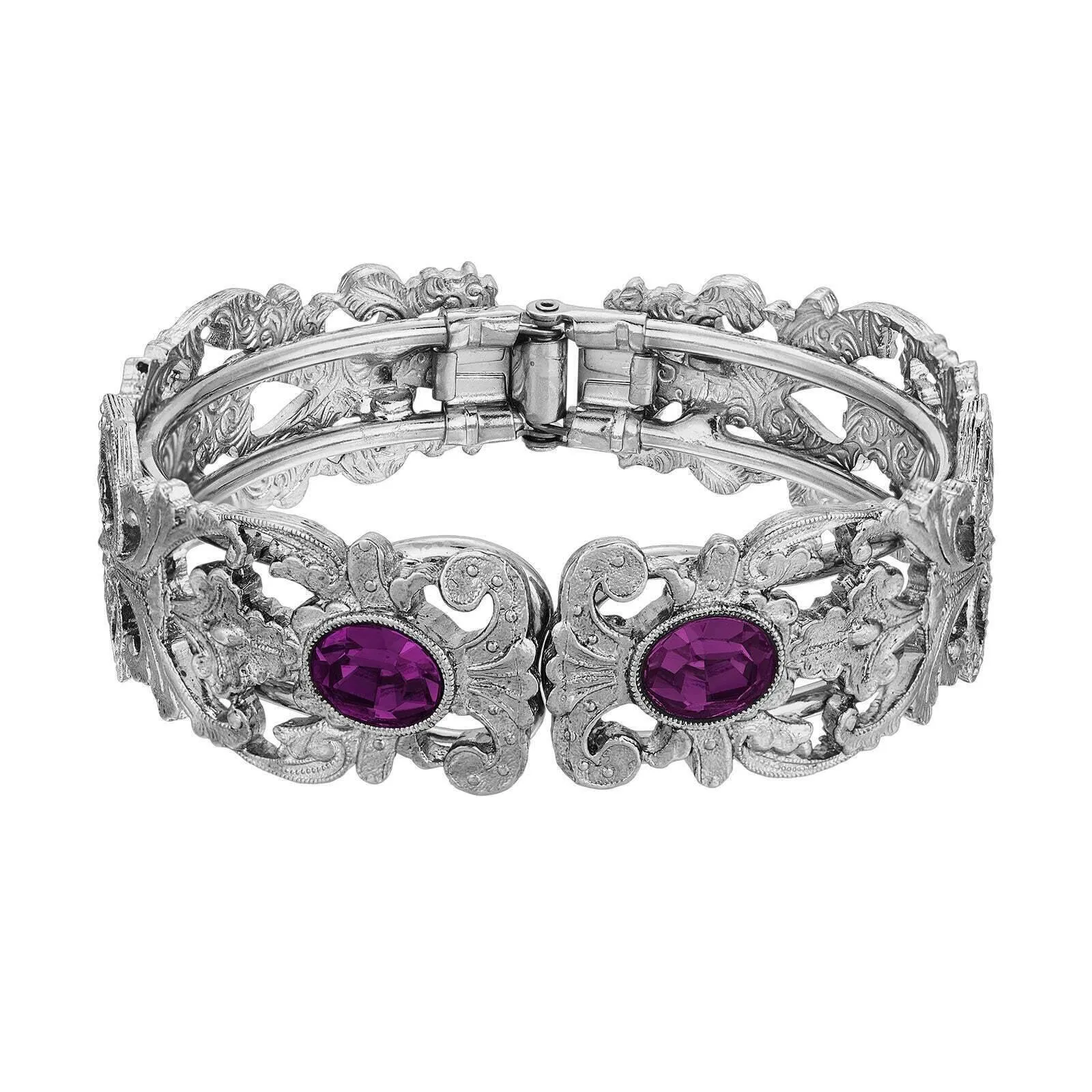 1928 Jewelry Vienna European Crystal Hinge Cuff Bracelet