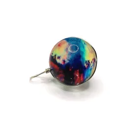 2 Wire Wrapped Glass Galaxy Blue and Purple Nebula Pendant Charms