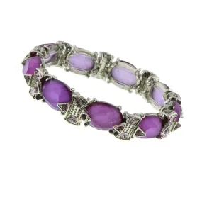 2028 Jewelry Purple Oval Faceted Stretch Bracelet