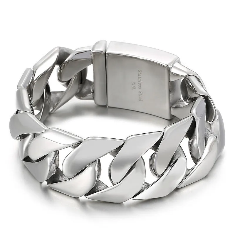 24Mm Sleek Titanium Steel Bracelet for Men - Stylish Cross-Border Fashion Accessory