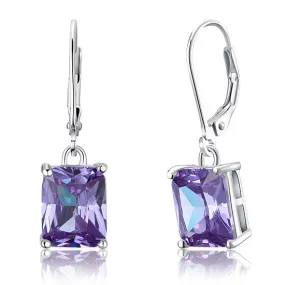 4 Carat Purple Created Sapphire 925 Sterling Silver Dangle Earrings XFE8037