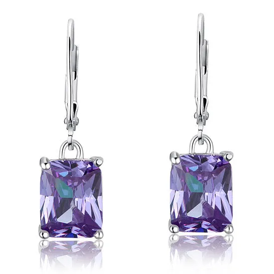 4 Carat Purple Created Sapphire 925 Sterling Silver Dangle Earrings XFE8037