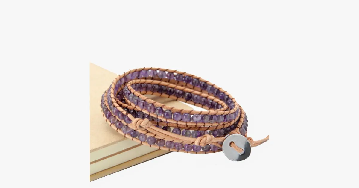 4MM Amenthyst Natural Stone Wrap Bracelet