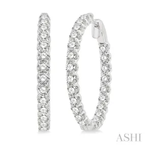 5 ctw Round Cut Diamond In-Out Hoop Earring in 14K White Gold