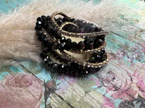 8 - Piece Bracelet Set - Black   Brown Mix With Rhinestone Bracelets