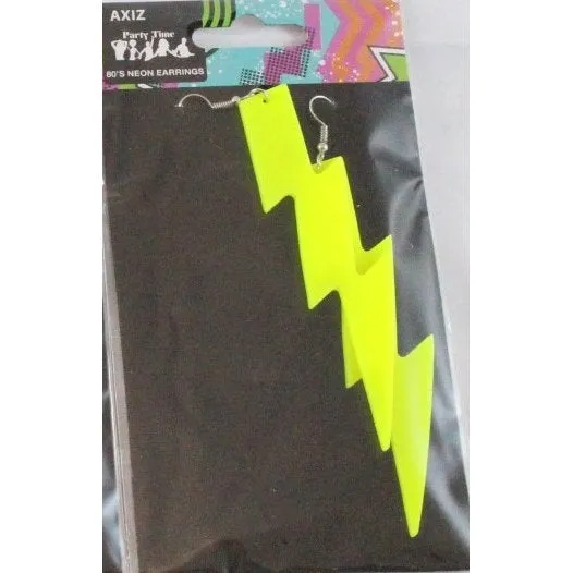 80s Neon Lightning Bolt Earrings - Asst Colours