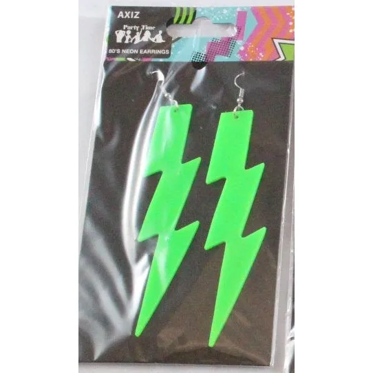 80s Neon Lightning Bolt Earrings - Asst Colours