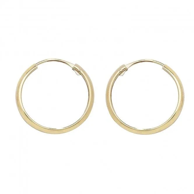 9ct Yellow Gold 14mm Sleeper Earrings ES154