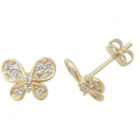 9ct Yellow Gold Zirconia Butterfly Stud Earrings ES447