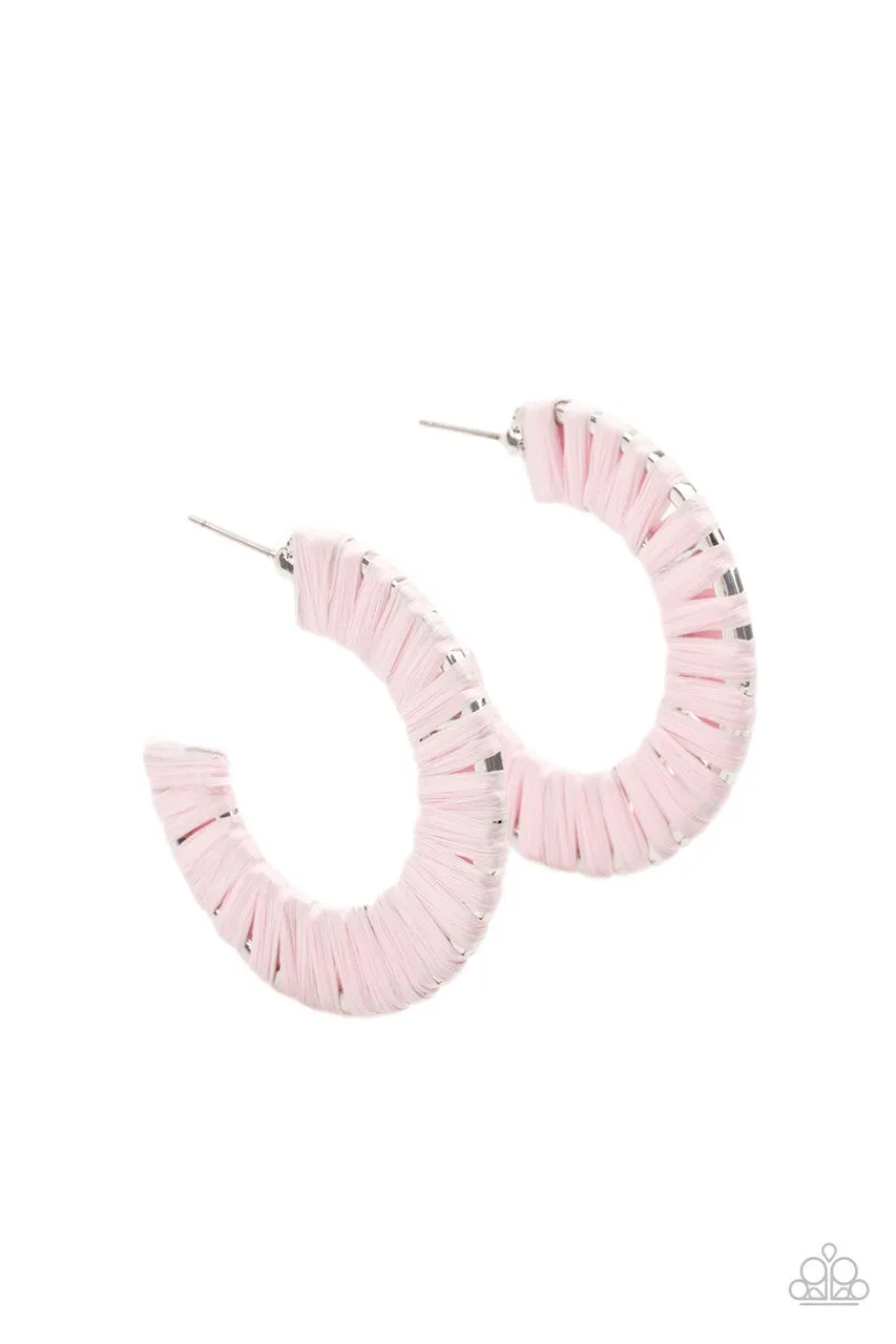 A Chance of RAINBOWS - Pink - Cord Wrapped Paparazzi Hoop Earrings