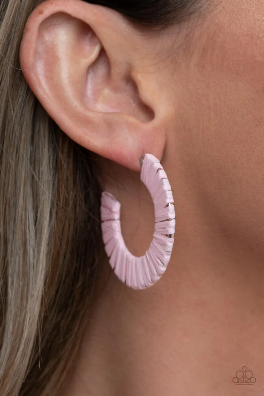 A Chance of RAINBOWS - Pink - Cord Wrapped Paparazzi Hoop Earrings