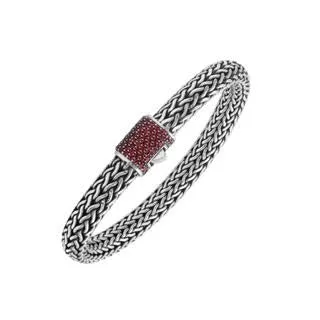 AB-1121-GA Sterling Silver Bracelet With Garnet Q.