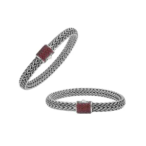 AB-1121-GA Sterling Silver Bracelet With Garnet Q.