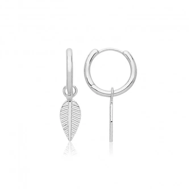 Acotis Silver Clicker Earrings Rhodium Plated Leaf G51331