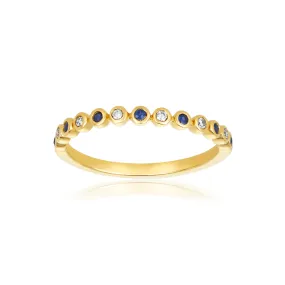 Alternating Diamond & Gemstone Bezel Band