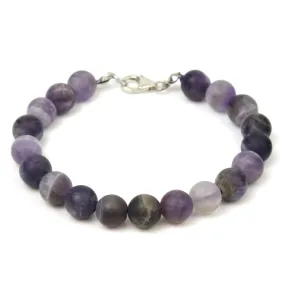 Amethyst 8mm Matte Round Bracelet with Sterling Silver Trigger Clasp