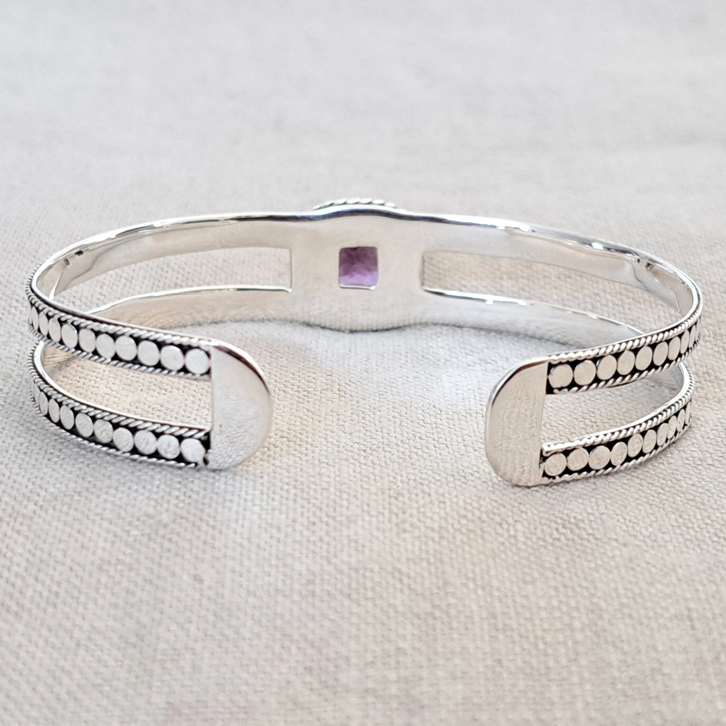 Amethyst .925 Sterling Silver Cuff Bracelet from Bali