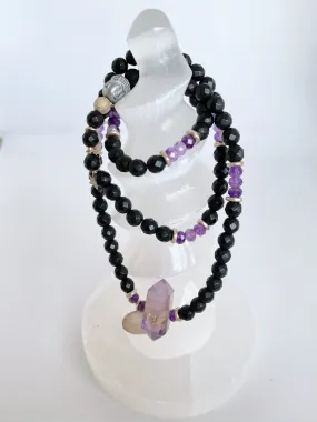 Amethyst   Agate Wrap Bracelet