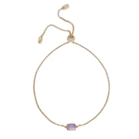 Amethyst & Gold Adjustable Chain Bracelet