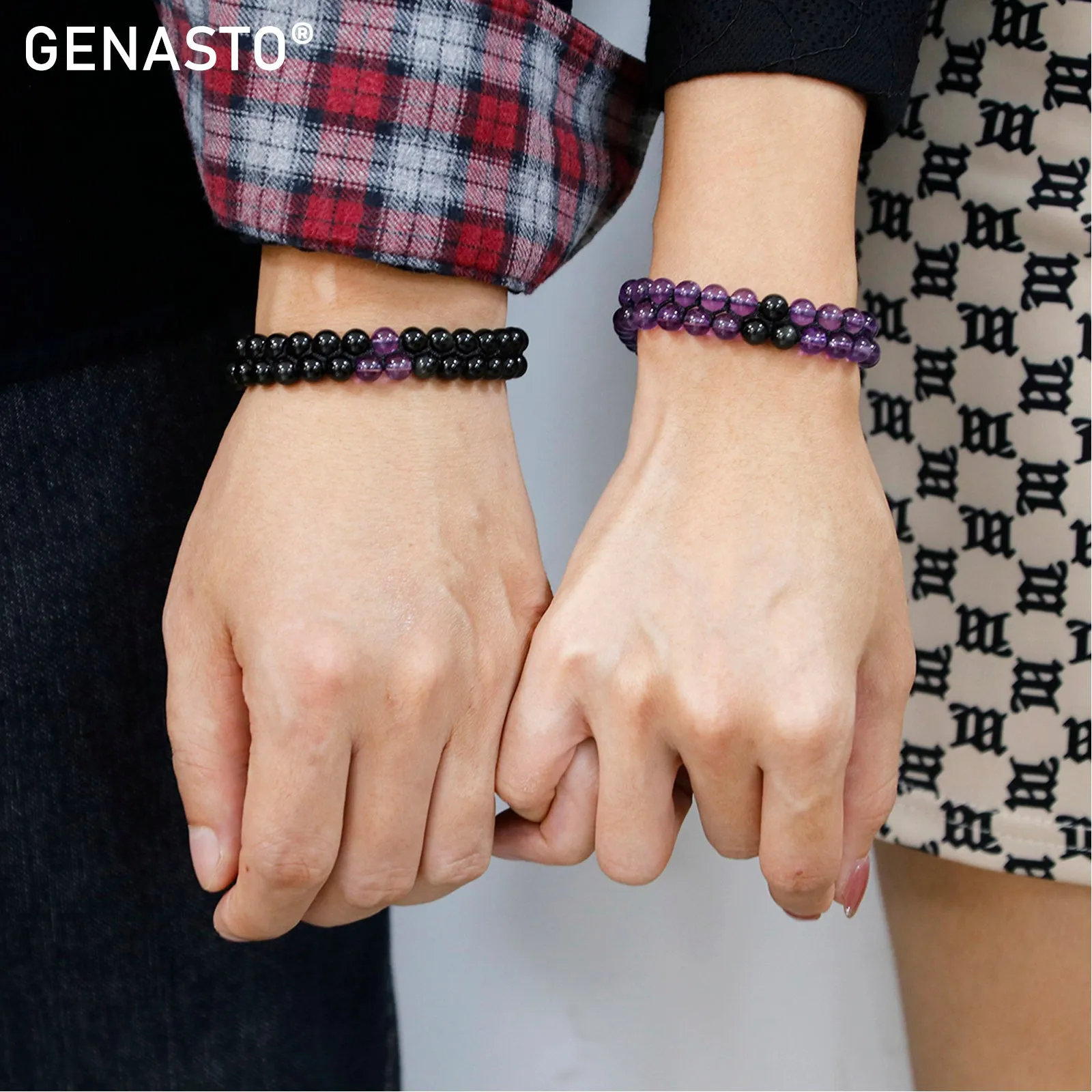 Amethyst & Obsidian Couples Bracelets