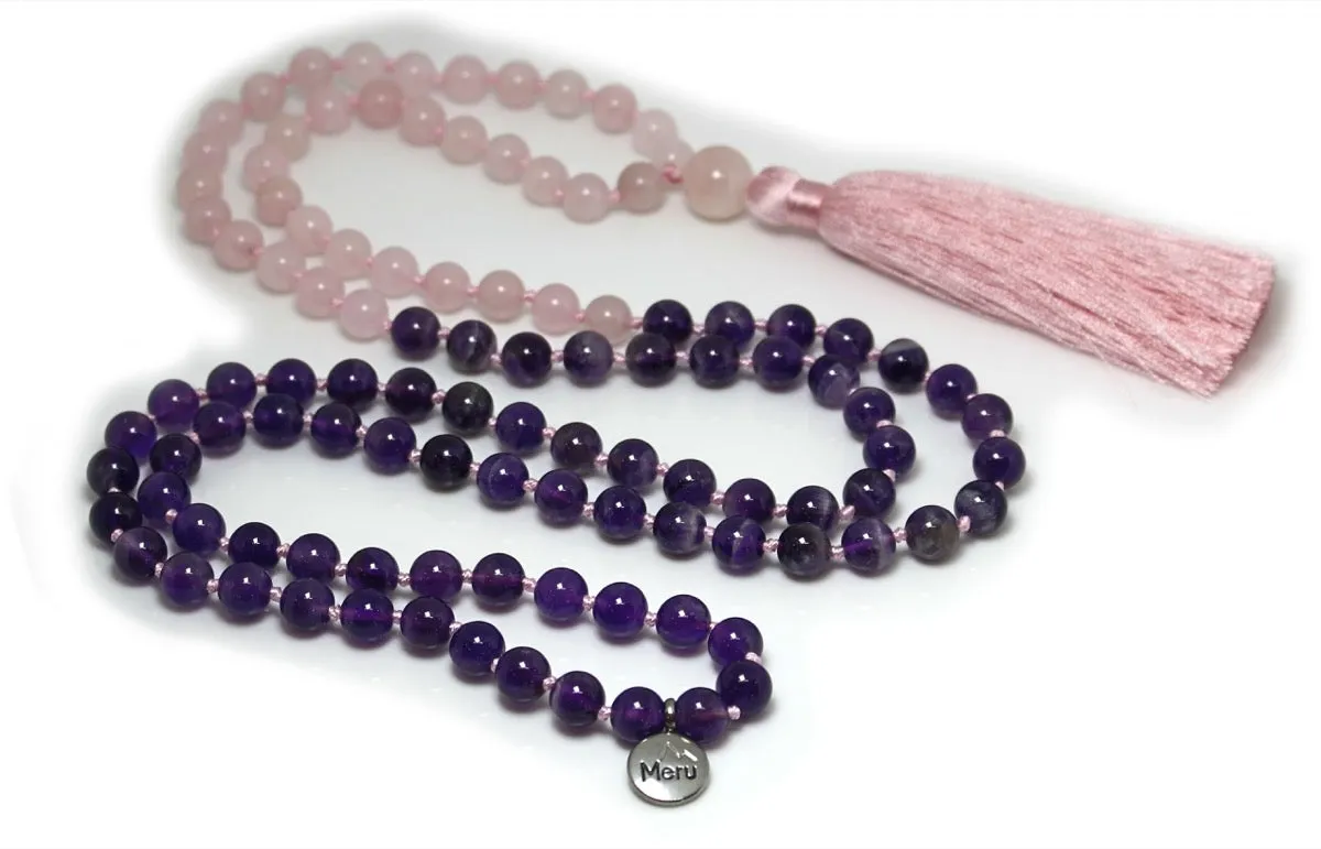 Amethyst & Rose Quartz Ombre Mala Beads - "I am Worthy"