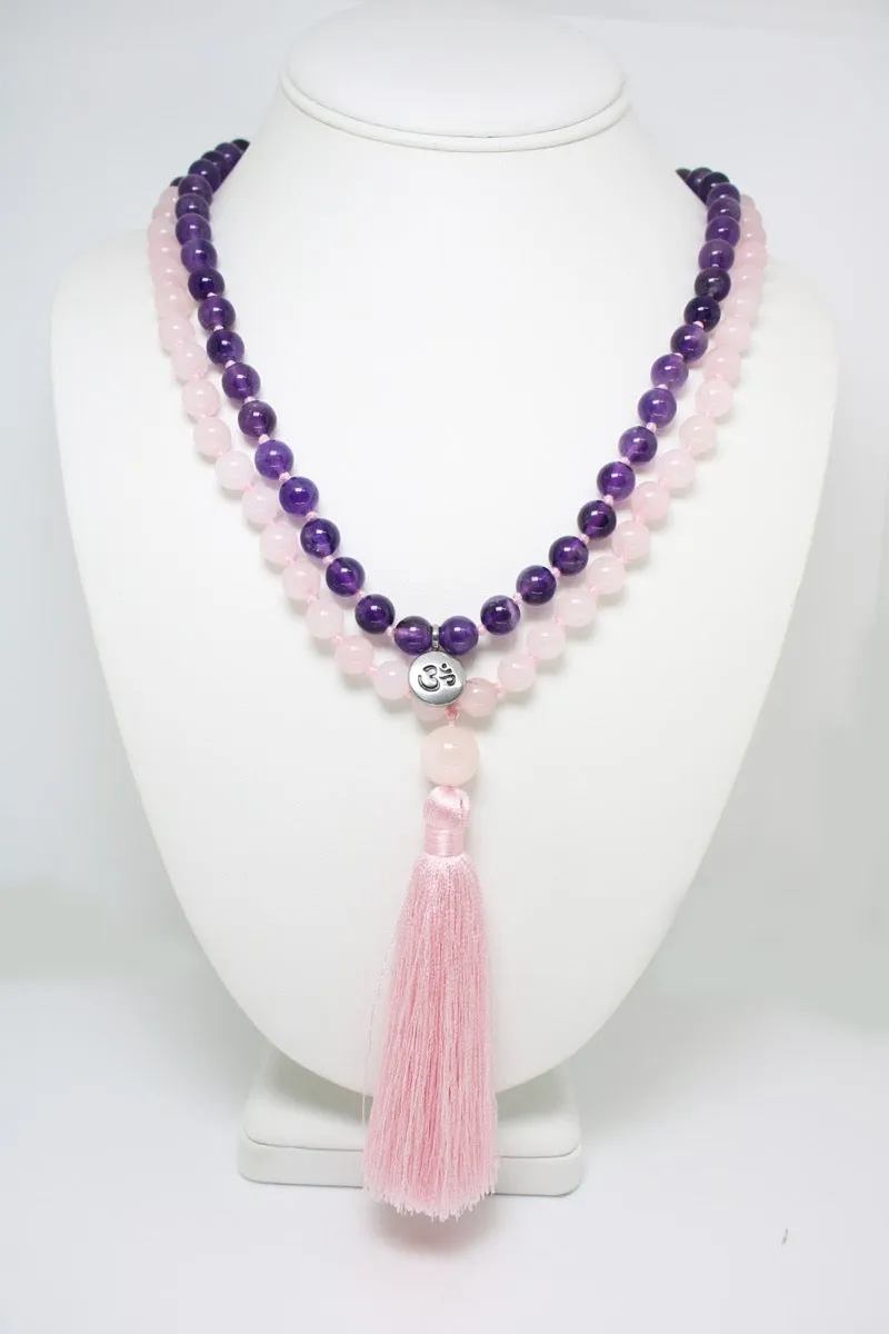 Amethyst & Rose Quartz Ombre Mala Beads - "I am Worthy"