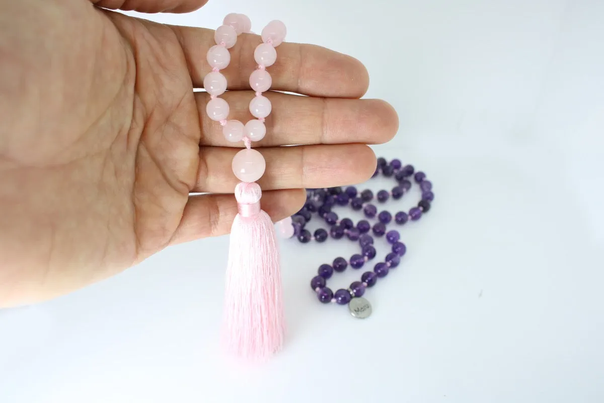 Amethyst & Rose Quartz Ombre Mala Beads - "I am Worthy"