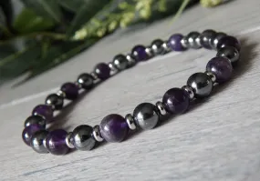 Amethyst and Hematite Beaded Bracelet