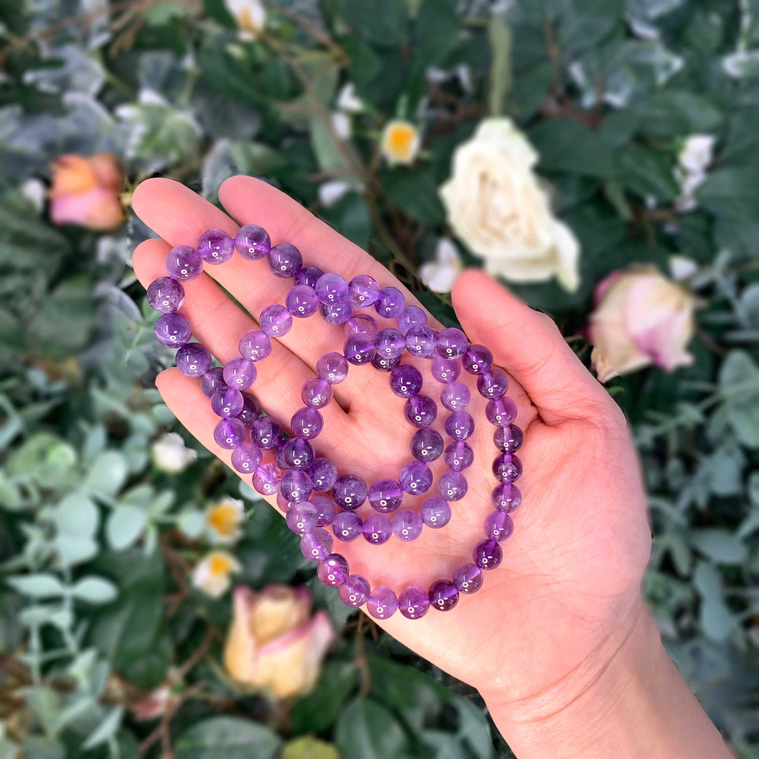 Amethyst Beaded Crystal Bracelet