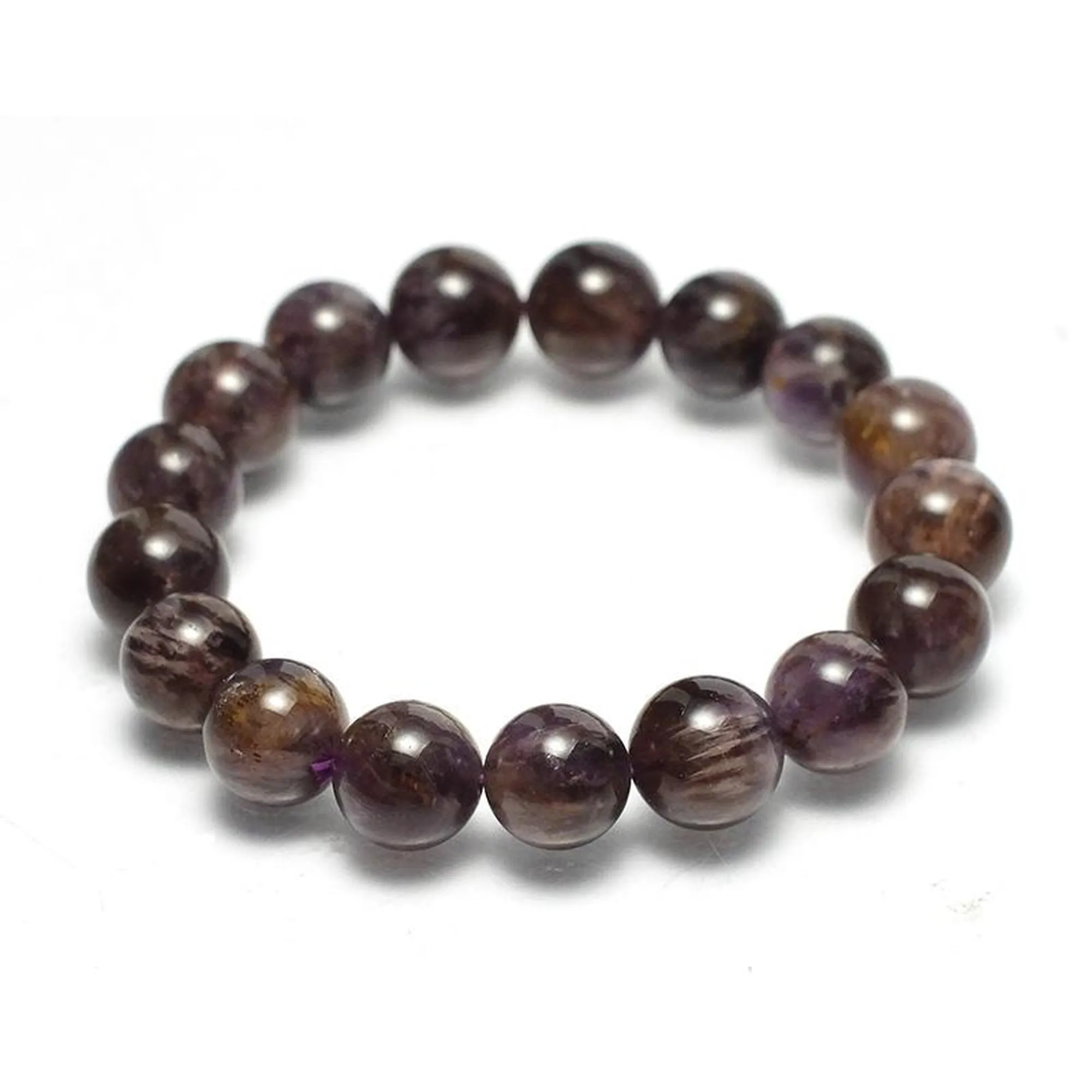 Amethyst Cacoxenite Stretch Bracelet 12mm,13mm,14mm