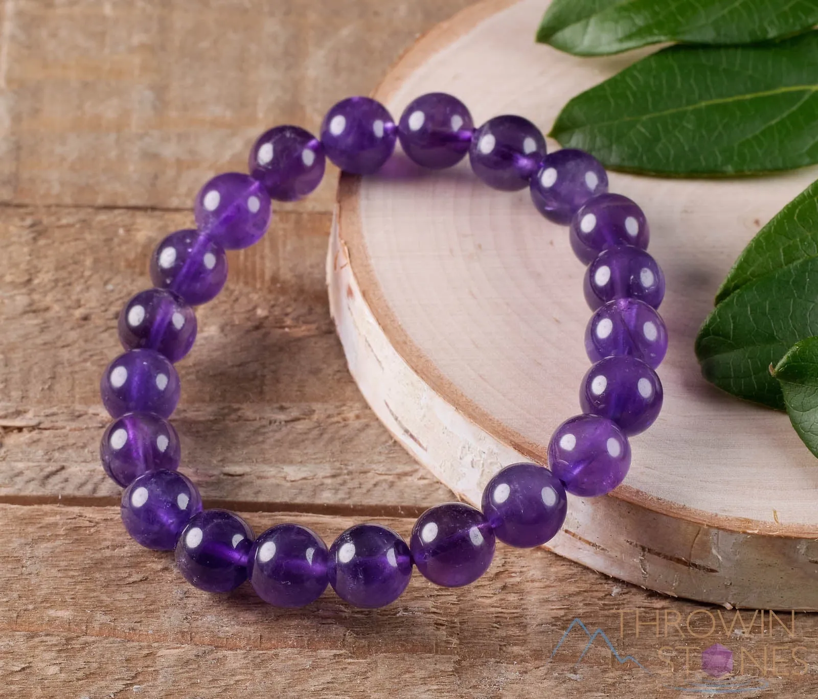 AMETHYST Crystal Bracelet - Round Beads - Beaded Bracelet, Birthstone Bracelet, Handmade Jewelry, Healing Crystal Bracelet, E0608