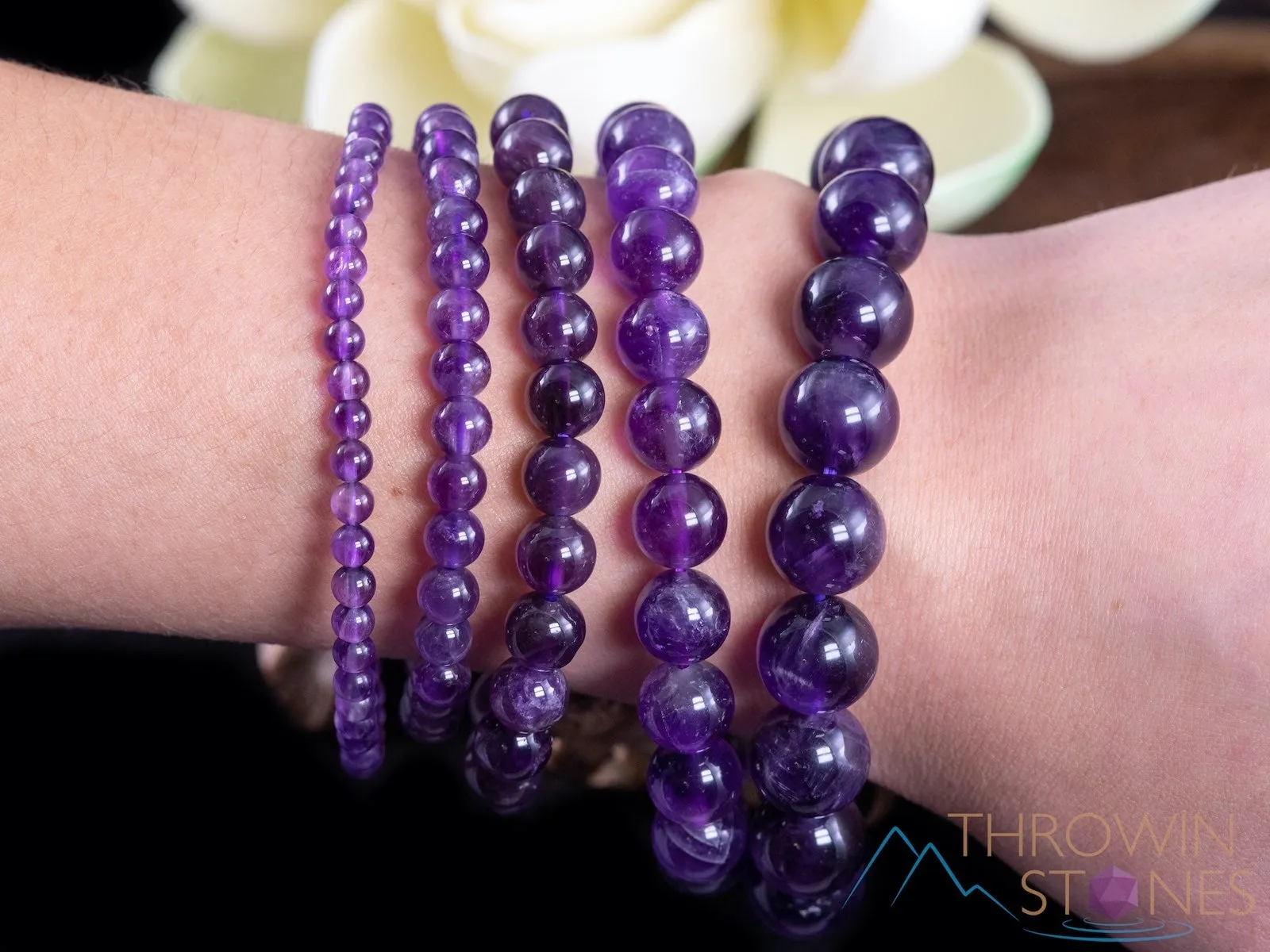 AMETHYST Crystal Bracelet - Round Beads - Beaded Bracelet, Birthstone Bracelet, Handmade Jewelry, Healing Crystal Bracelet, E0608