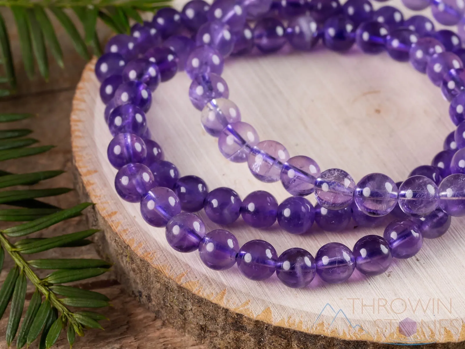 AMETHYST Crystal Bracelet - Round Beads - Beaded Bracelet, Birthstone Bracelet, Handmade Jewelry, Healing Crystal Bracelet, E0608