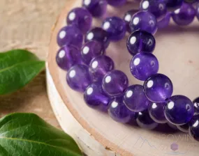 AMETHYST Crystal Bracelet - Round Beads - Beaded Bracelet, Birthstone Bracelet, Handmade Jewelry, Healing Crystal Bracelet, E0608