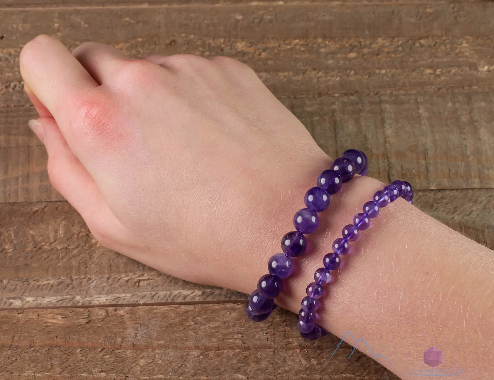 AMETHYST Crystal Bracelet - Round Beads - Beaded Bracelet, Birthstone Bracelet, Handmade Jewelry, Healing Crystal Bracelet, E0608