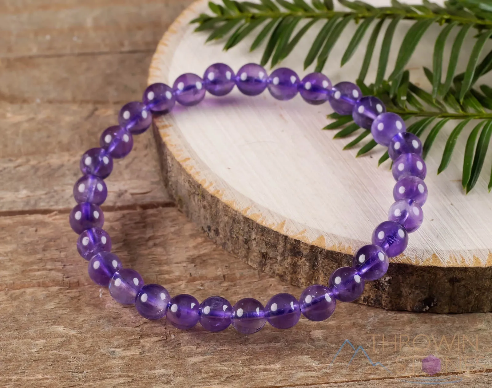 AMETHYST Crystal Bracelet - Round Beads - Beaded Bracelet, Birthstone Bracelet, Handmade Jewelry, Healing Crystal Bracelet, E0608