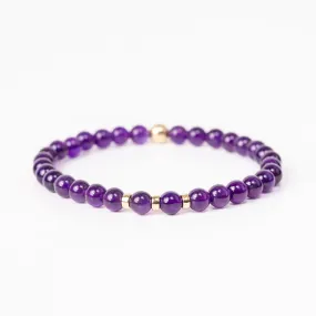 Amethyst Gemstone Bracelet - 6mm Beads