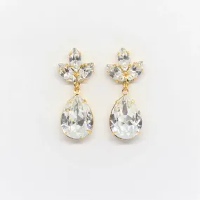 Anastasia - Gold Plated Clear Crystal Bridal Drop Earrings