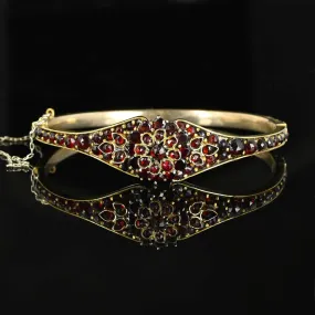 Antique Bohemian Garnet Bracelet Bangle