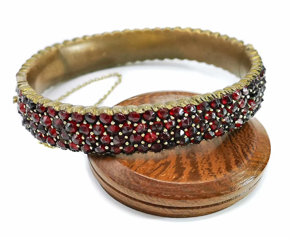 Antique Bohemian garnet bracelet / bangle.