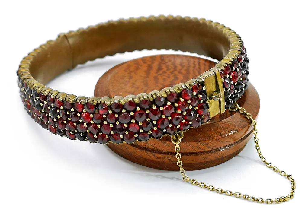 Antique Bohemian garnet bracelet / bangle.