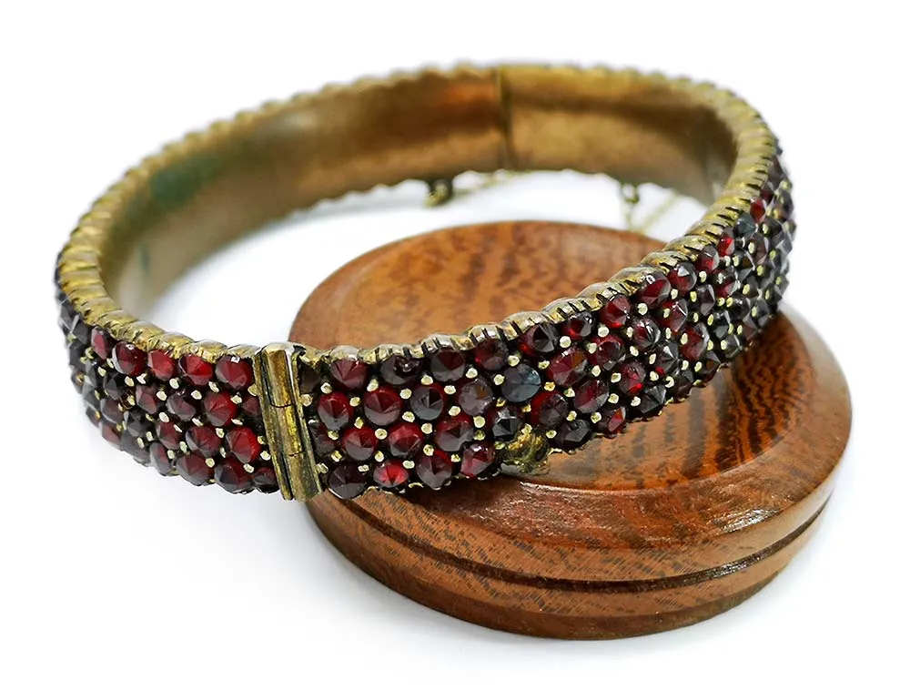 Antique Bohemian garnet bracelet / bangle.