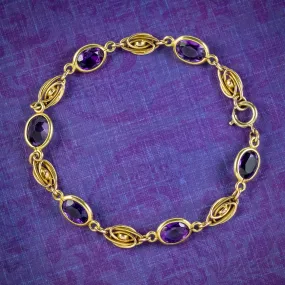 Antique Edwardian Amethyst Bracelet 9ct Gold Circa 1910