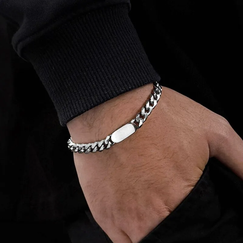 Antonios Cuban Stainless Steel Bracelet Men